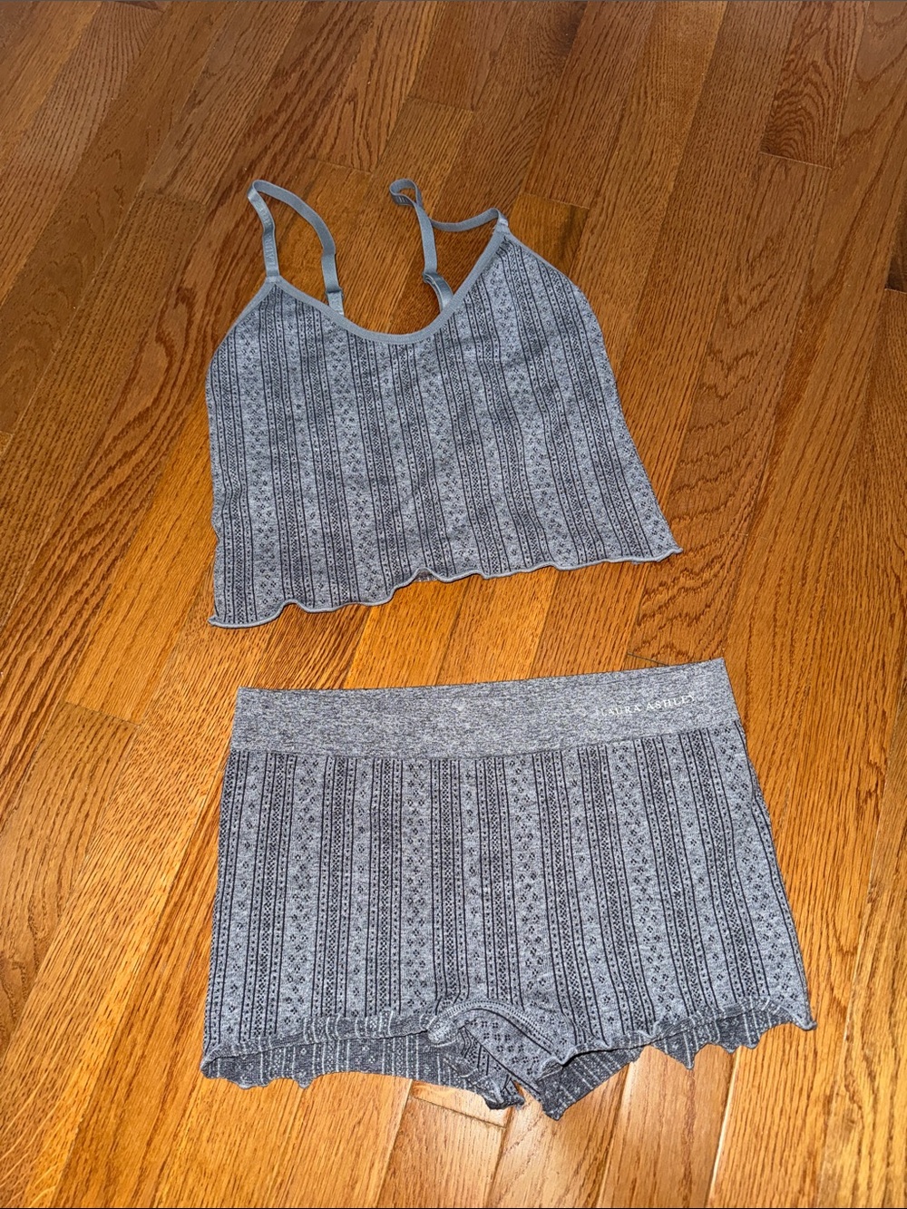 Laura Ashley Gray Patterned Cami & Short Sleep Set
